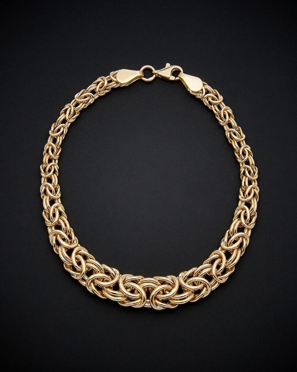 Italian Gold Blue 14k Graduated Byzantine Bracelet