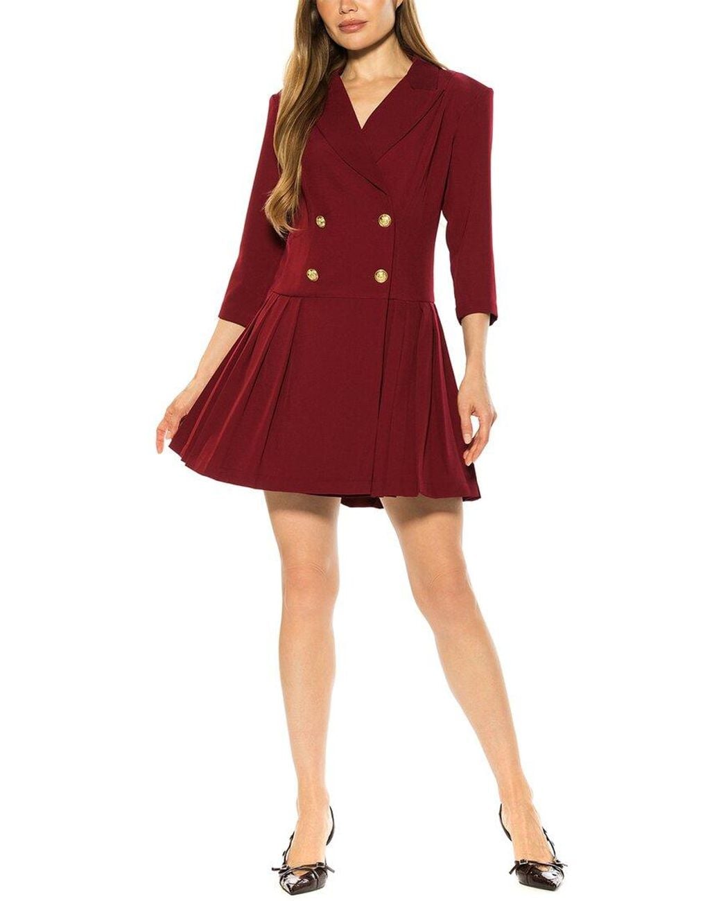 Alexia Admor Red Jacki Pleated Blazer Dress