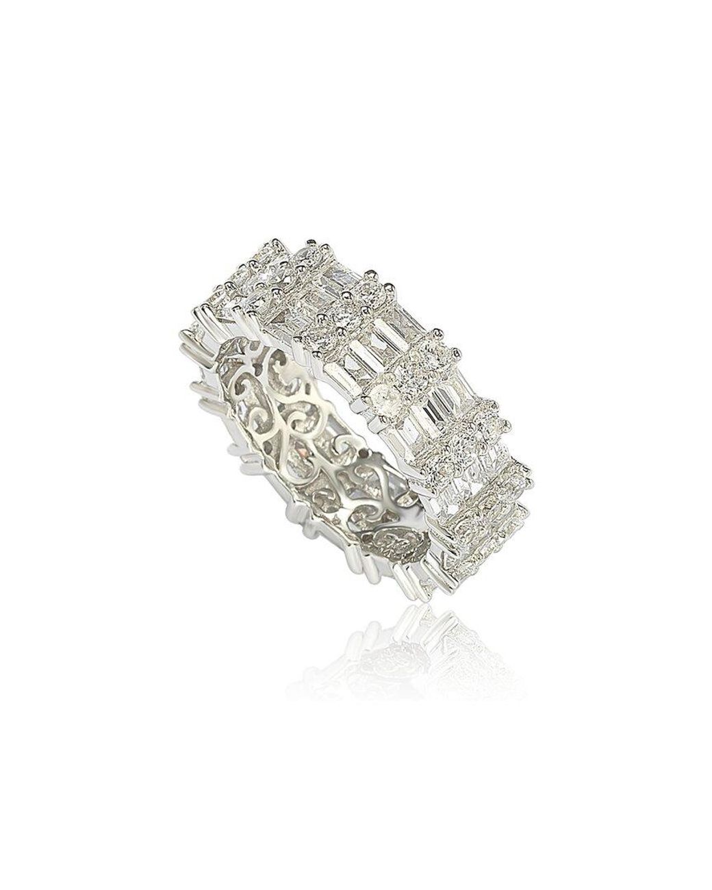 Suzy Levian White Silver Cz Eternity Ring