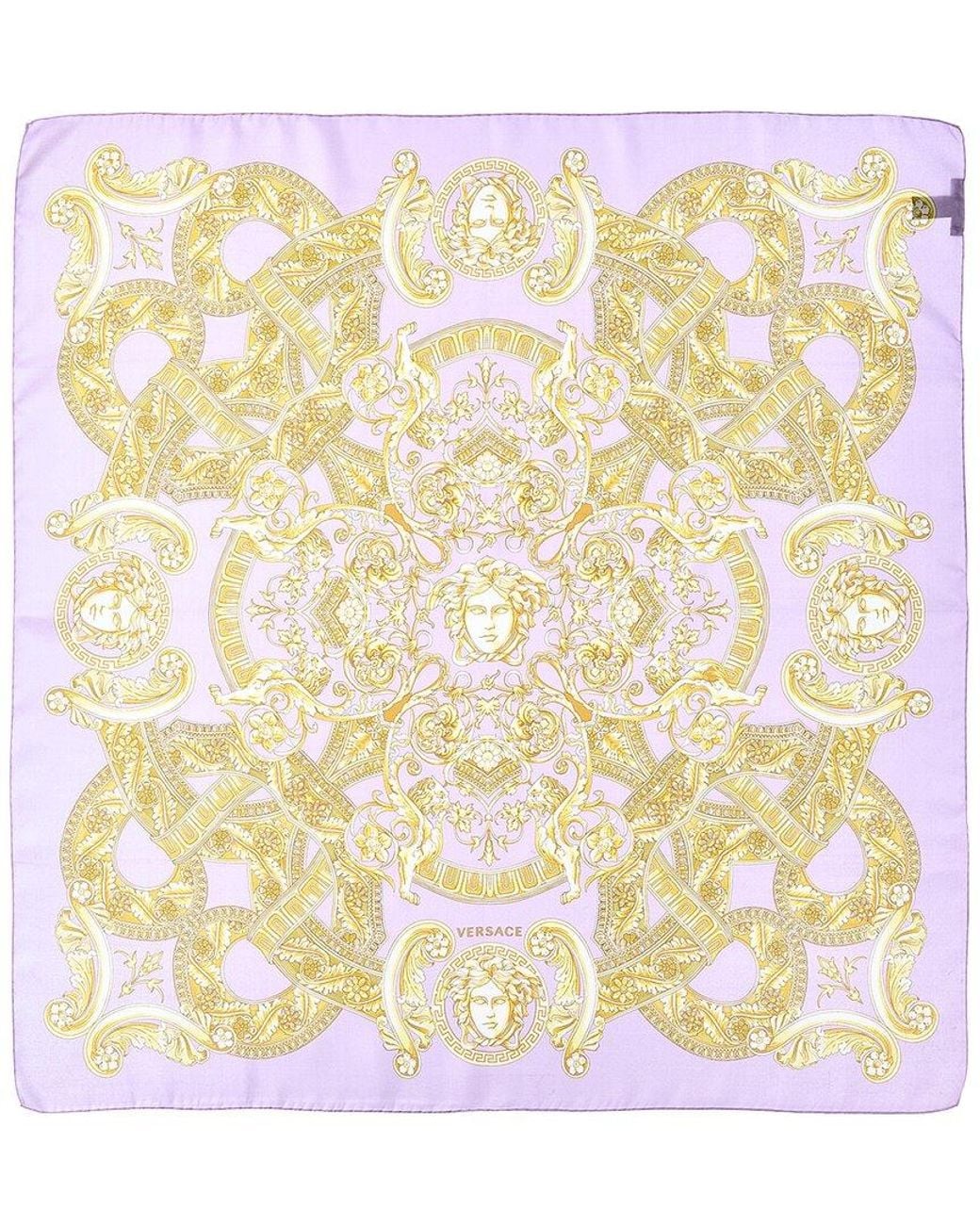 Versace Metallic Barocco Print Silk Scarf