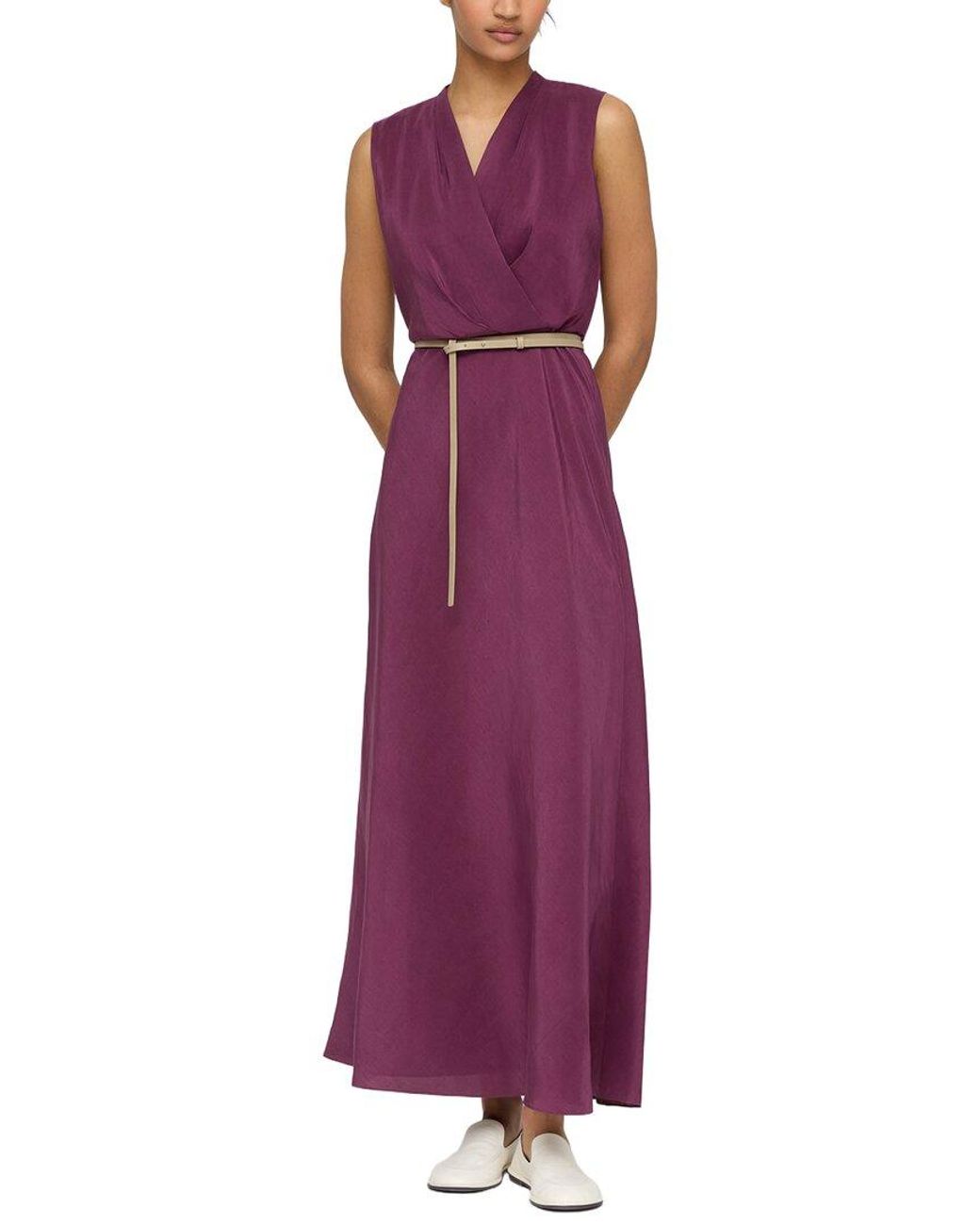 Lafayette 148 New York Purple V-Neck Dress