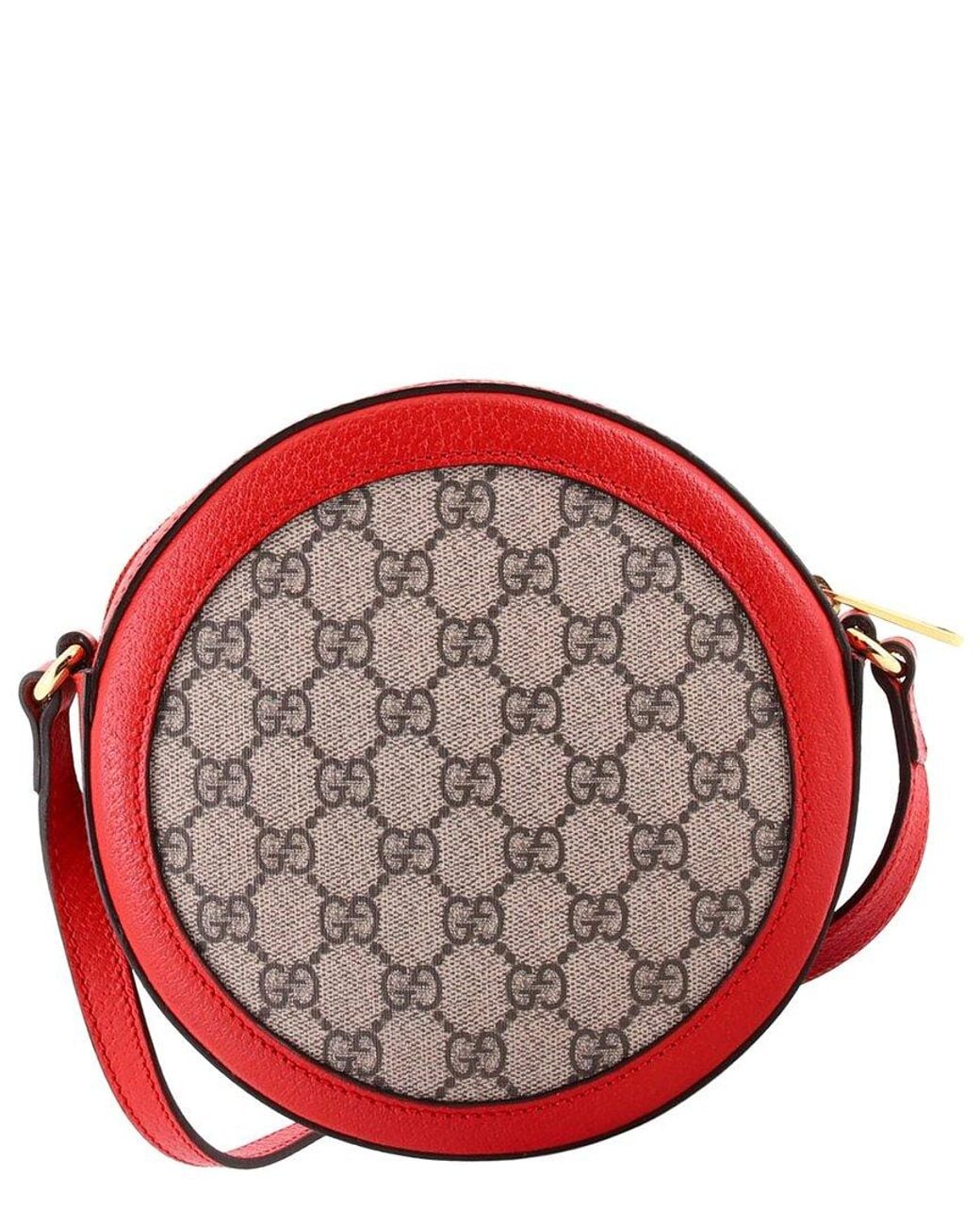 Gucci Red Ophidia Round Shoulder Bag Apple GG Mini (authentic Pre-loved)