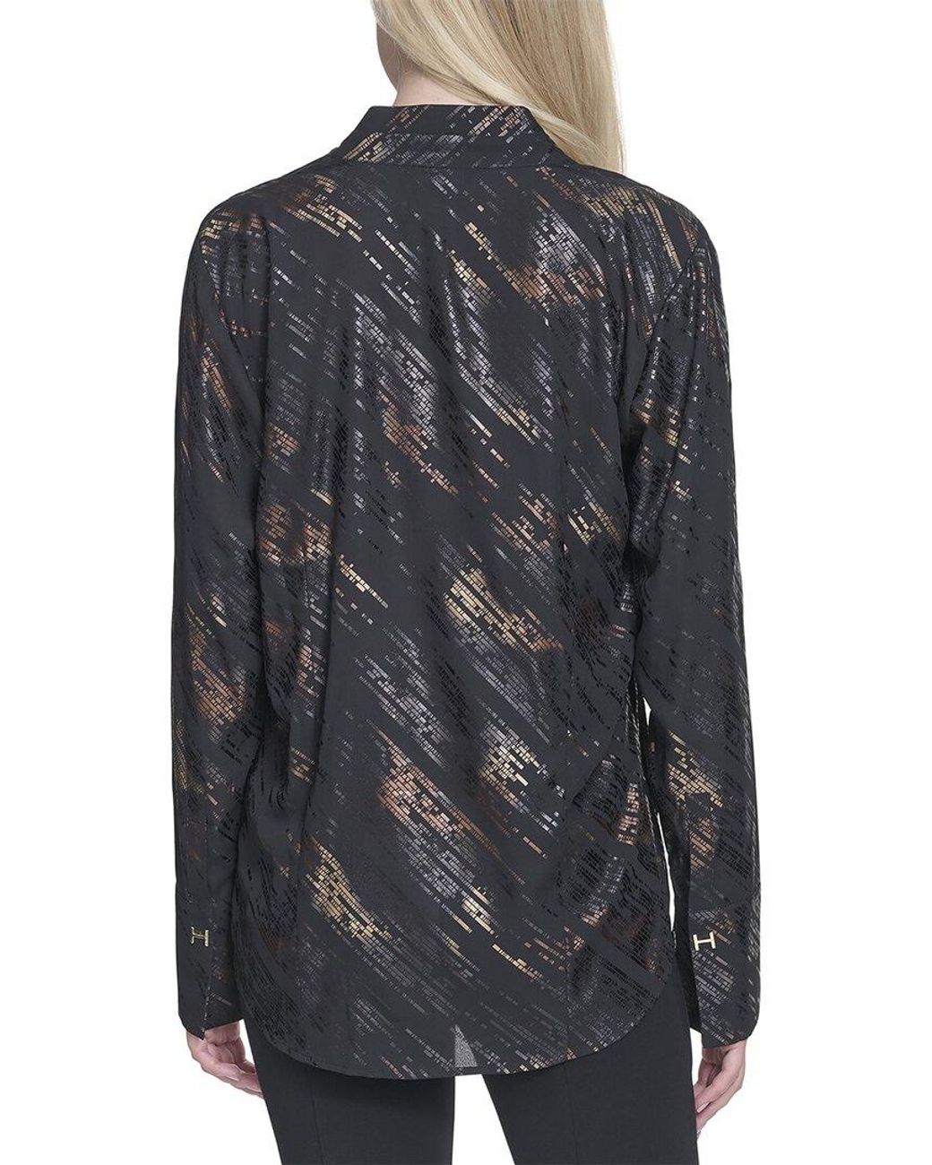 Halston Heritage Black Printed V-Neck Top