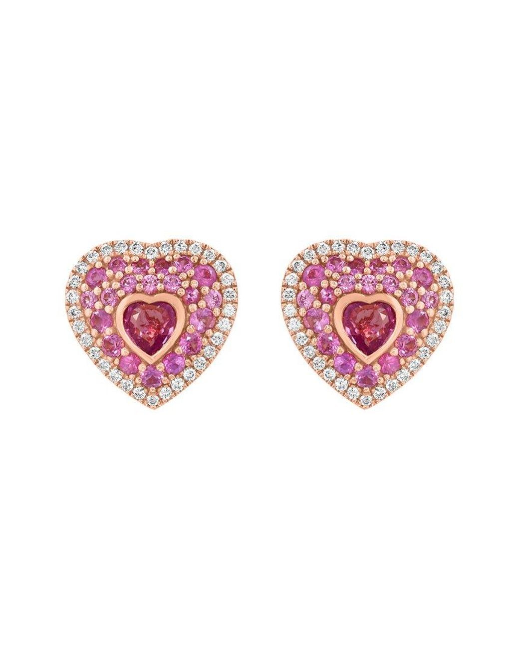 Effy Fine Jewelry 14k Rose Gold 1.64 Ct. Tw. Diamond & Pink Sapphire Earrings