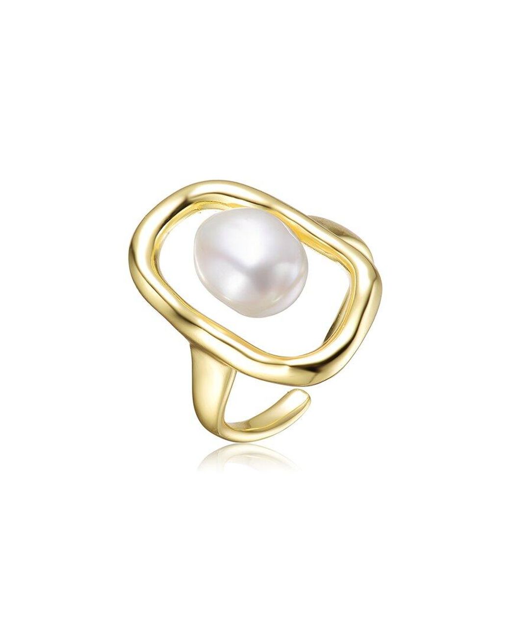 Genevive Jewelry Metallic 14k Over Silver Pearl Ring