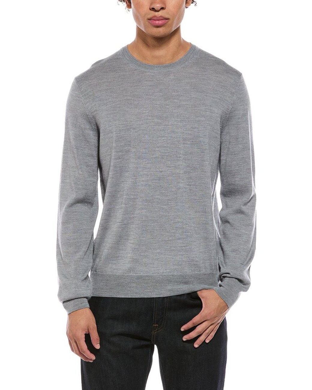 Bruno Magli Gray Merino Wool-Blend Crewneck Sweater for men