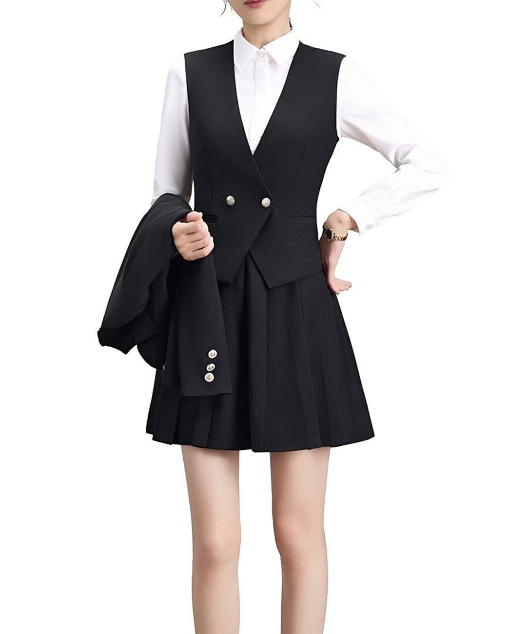 Olivia Taylor Blue 2Pc Vest & Shirt Set