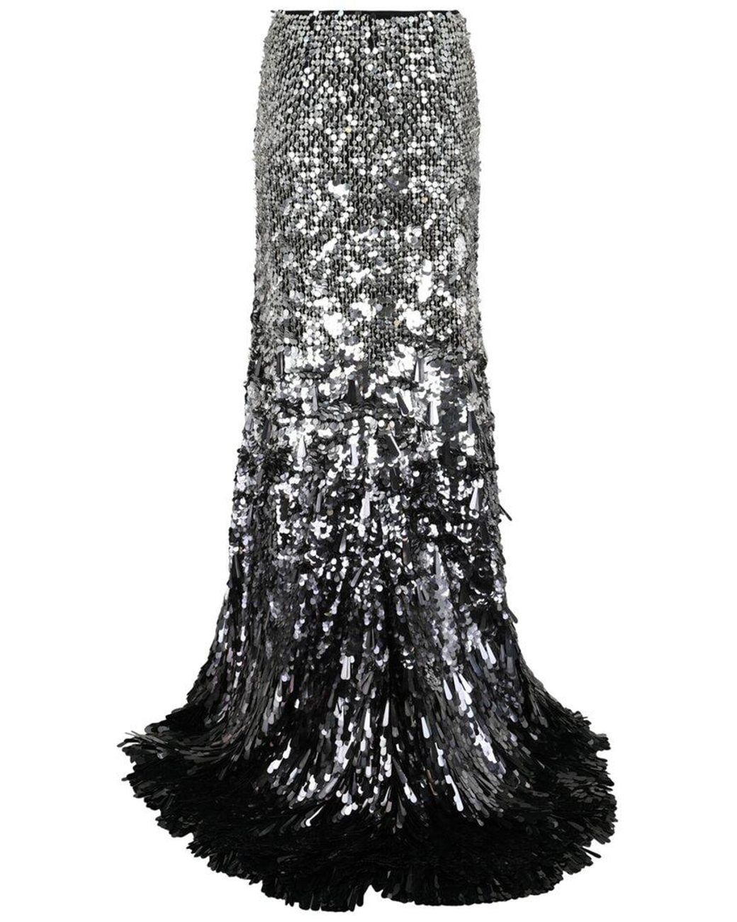 Valentino Multicolor Sequin High-Low Skirt
