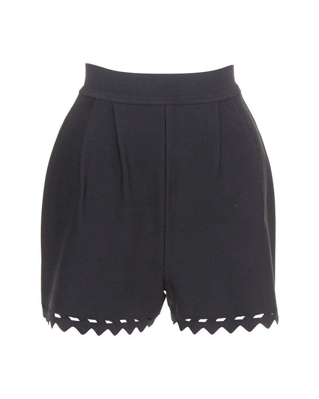 Alaïa Blue Alaïa Laser Cutout High-Waist Scallop Edge Knit Pleated Short, Size Fr (Authentic Pre-Loved)