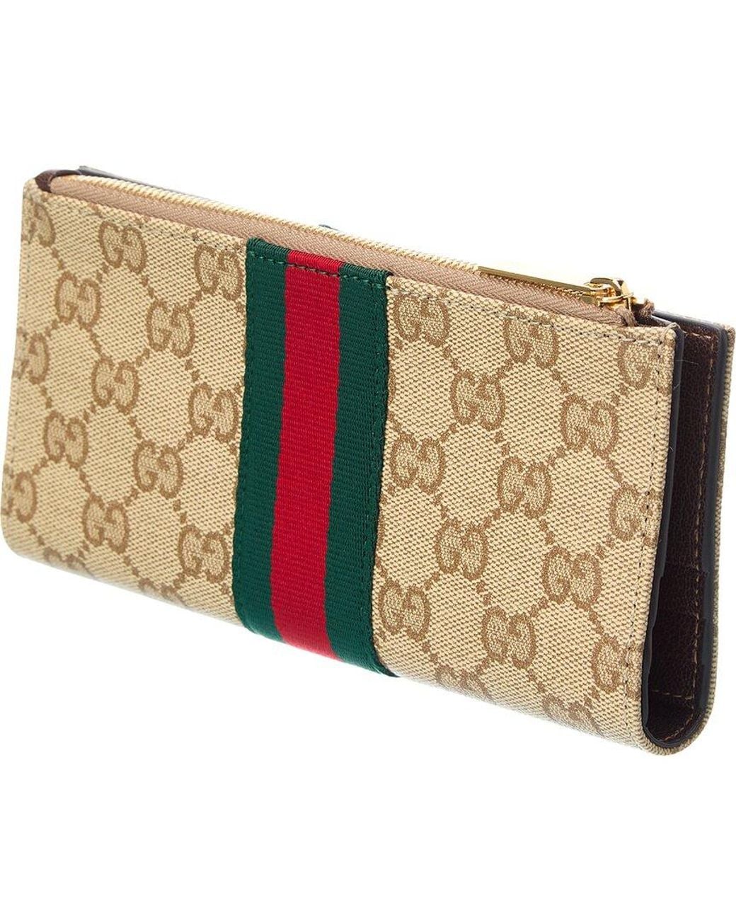 Gucci Natural Web Long Gg Coated Canvas Card Case