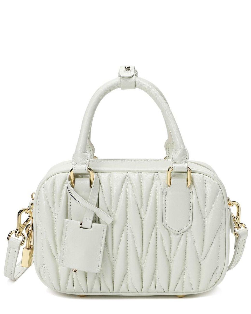 Tiffany & Fred Paris Pleated Leather Satchel in White | Lyst