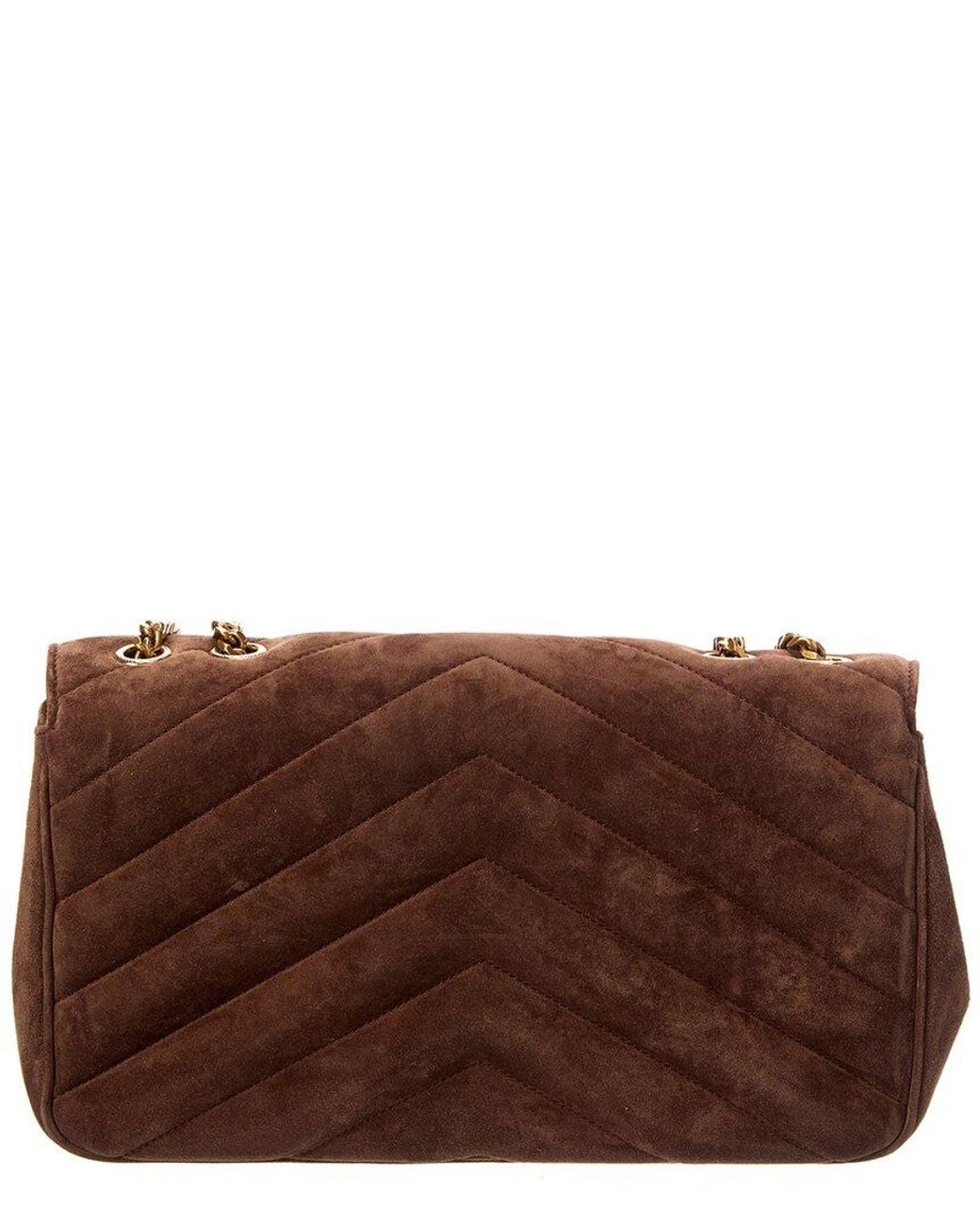 Saint Laurent Brown Loulou Medium Suede Shoulder Bag