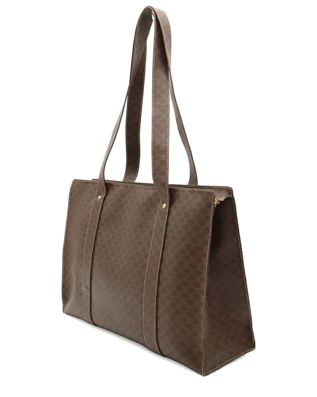 Céline Brown Coated/Waterproof Canvas Macadam Tote (Authentic Pre-Loved)