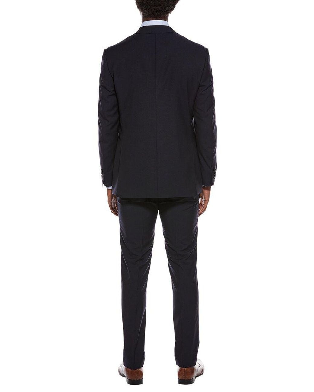 Canali Black 2Pc Wool Suit With Flat Front Pant for men