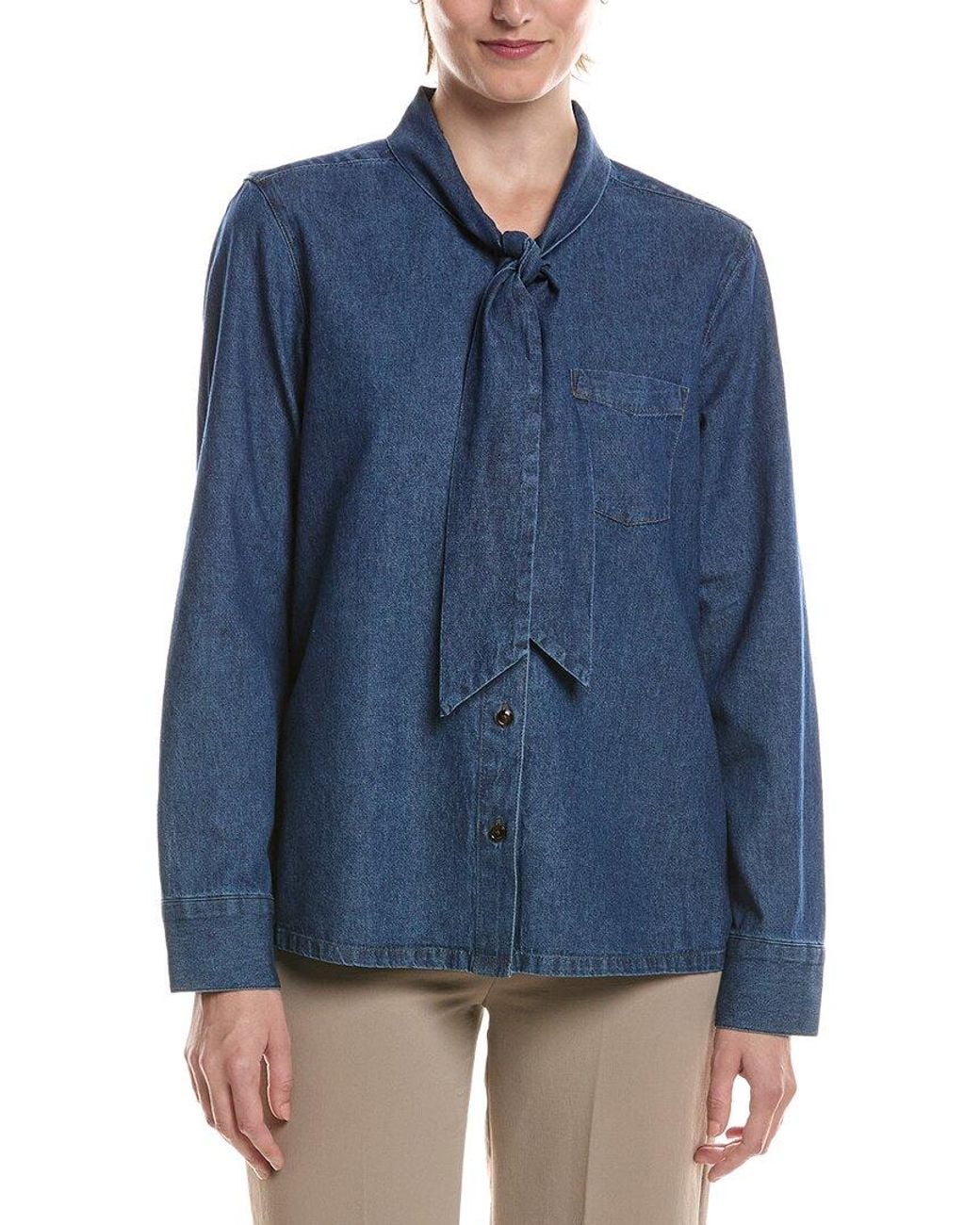 Anne Klein Blue Button Down Chambray Shirt