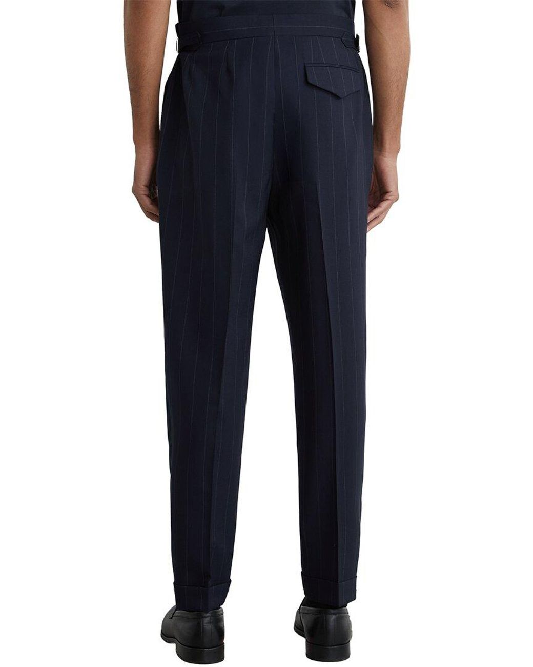 Reiss Blue Bank Buckle Side Adjuster Wool Trouser for men