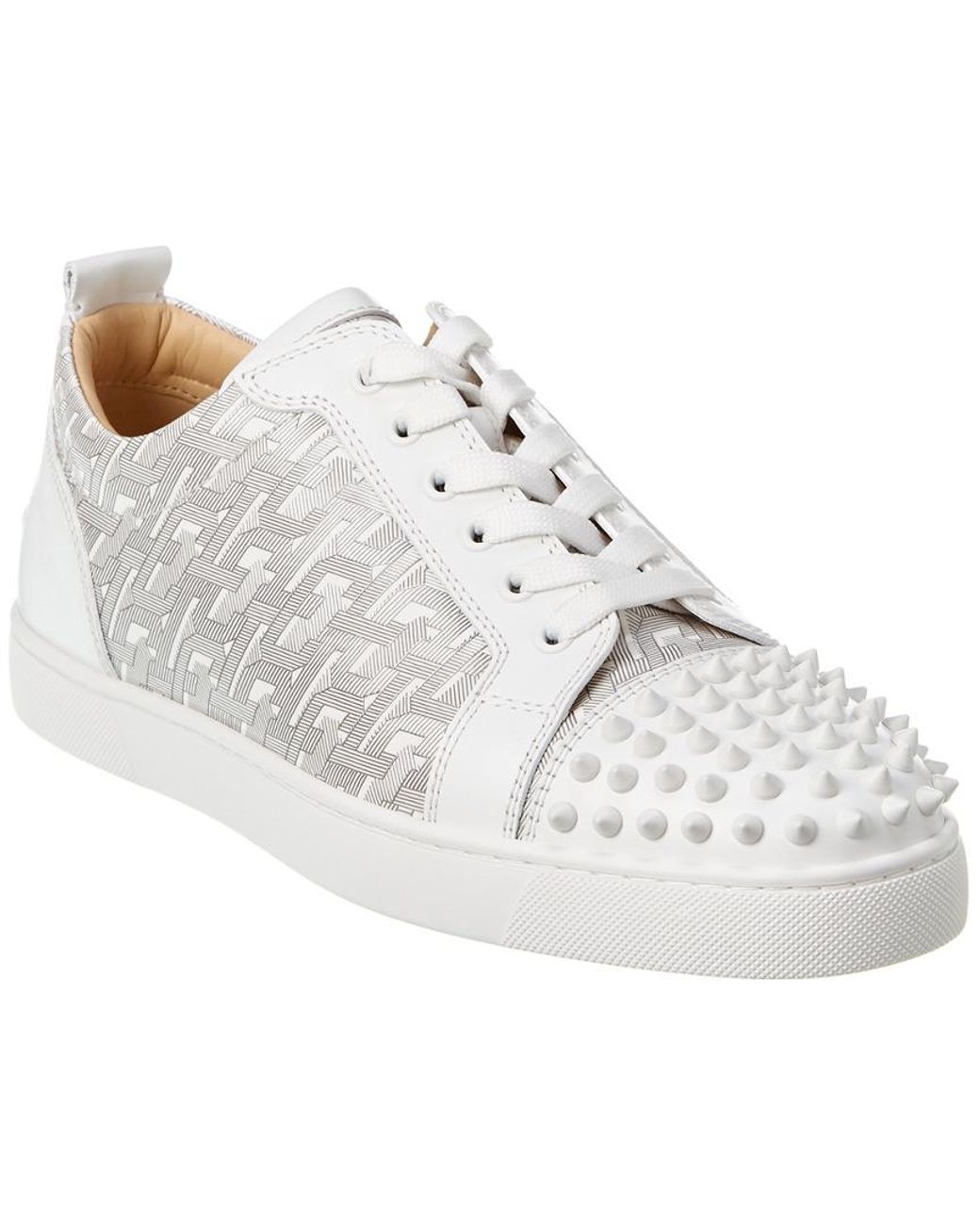 Christian Louboutin Louis Junior Spikes Flat Calf/patent Cl in White for  Men | Lyst