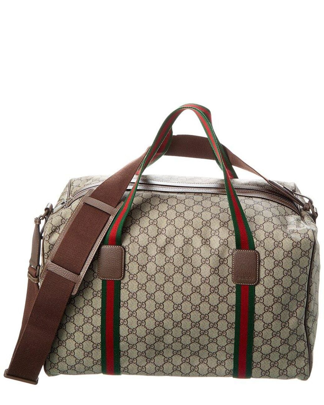 Gucci Brown Medium Gg Supreme Canvas Duffel Bag for men