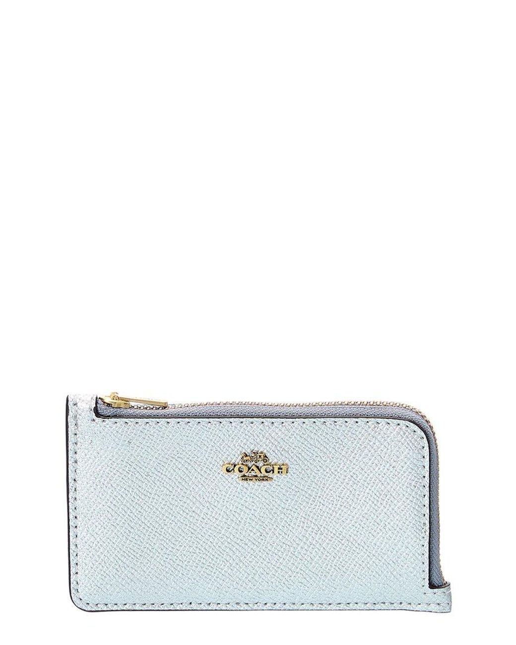 COACH Zip Small Metallic Leather Card Case Lyst