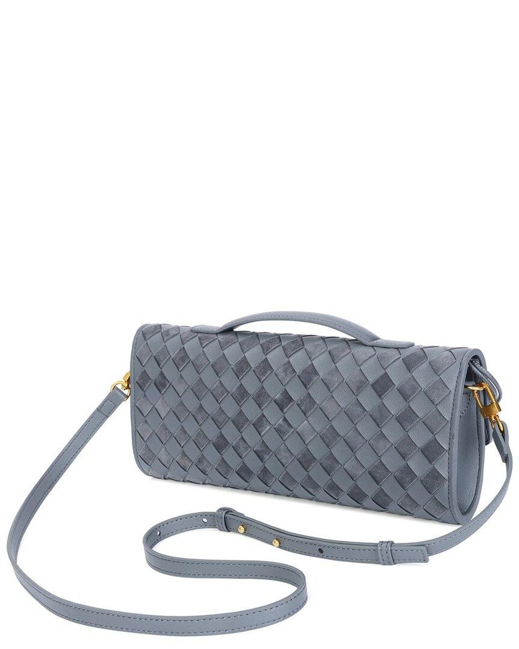 Tiffany & Fred Paris Gray Hand-Woven Leather Clutch Bag