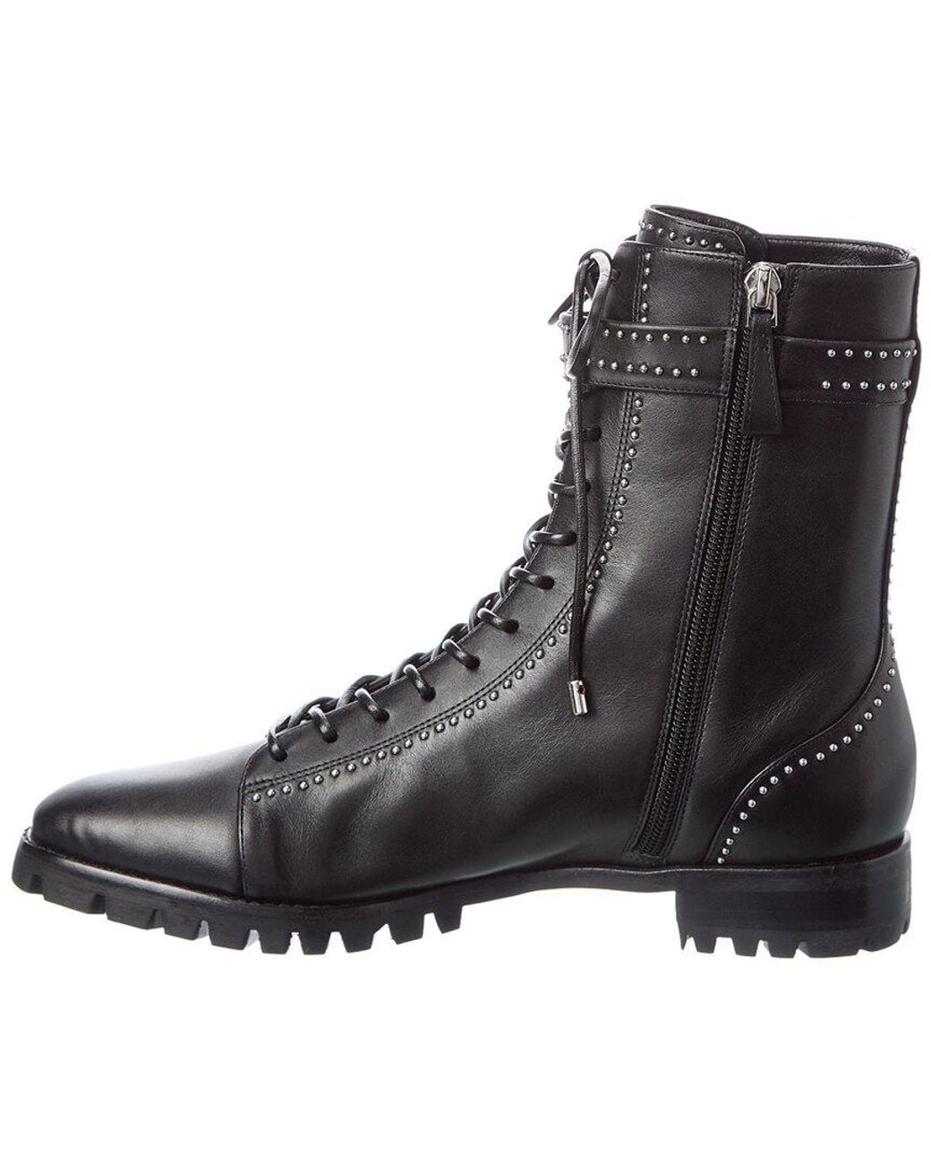 Alexandre Birman Black Evelyn Studs Leather Boot