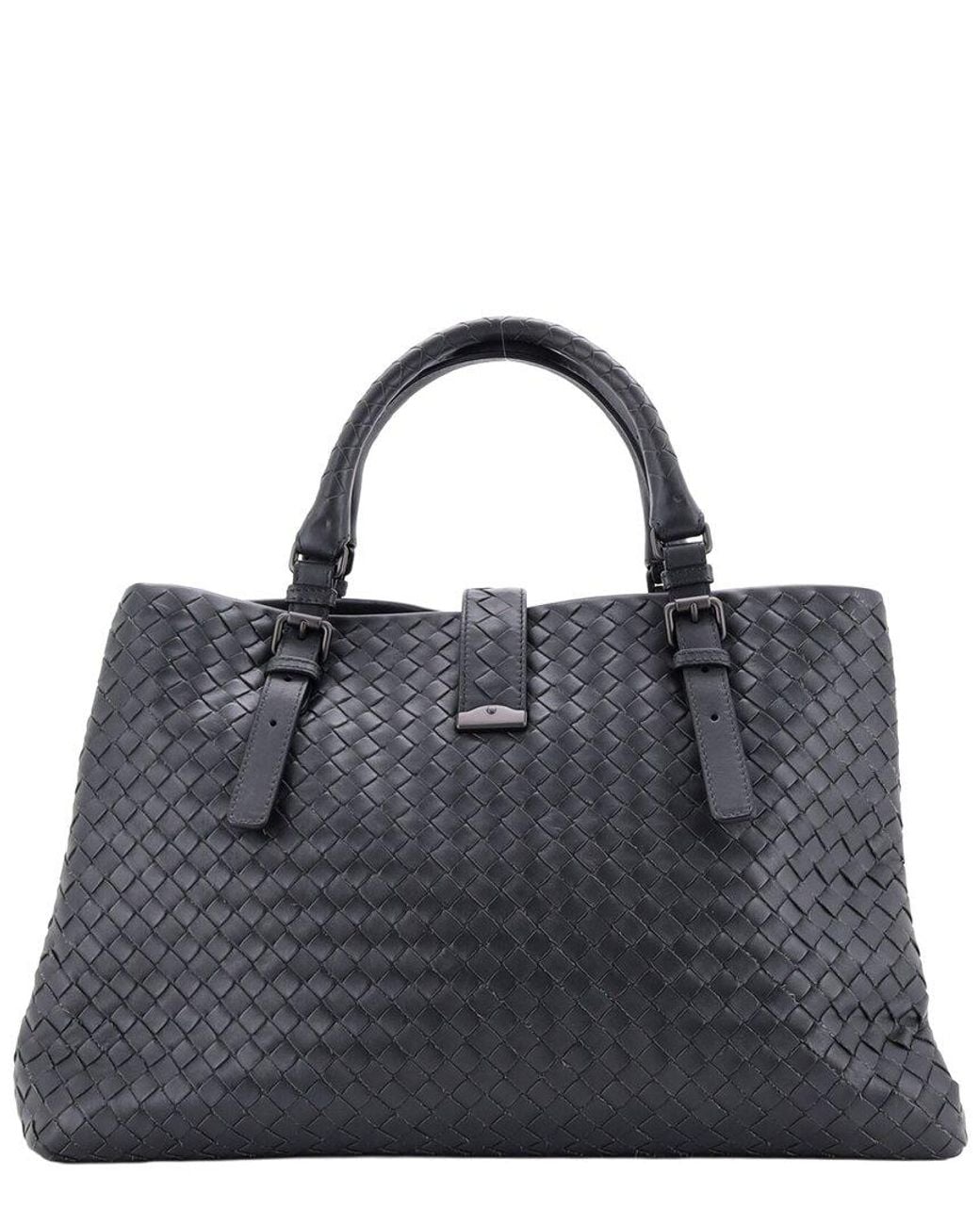 Bottega Veneta Black Intrecciato Nappa Roma Bag Medium (Authentic Pre-Loved)