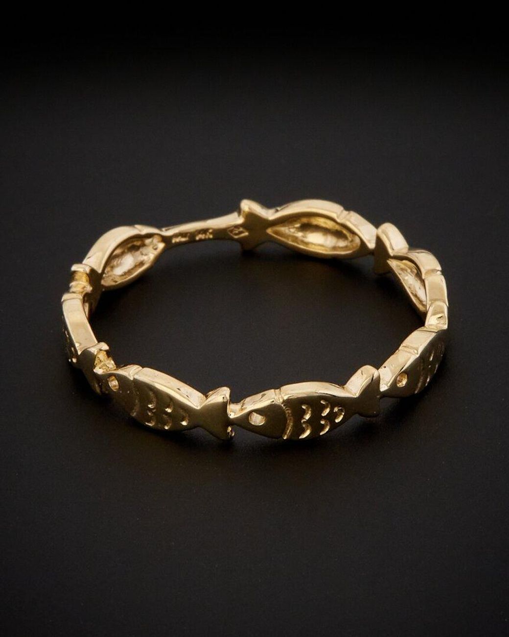 Italian Gold Black 14k Fish Ring