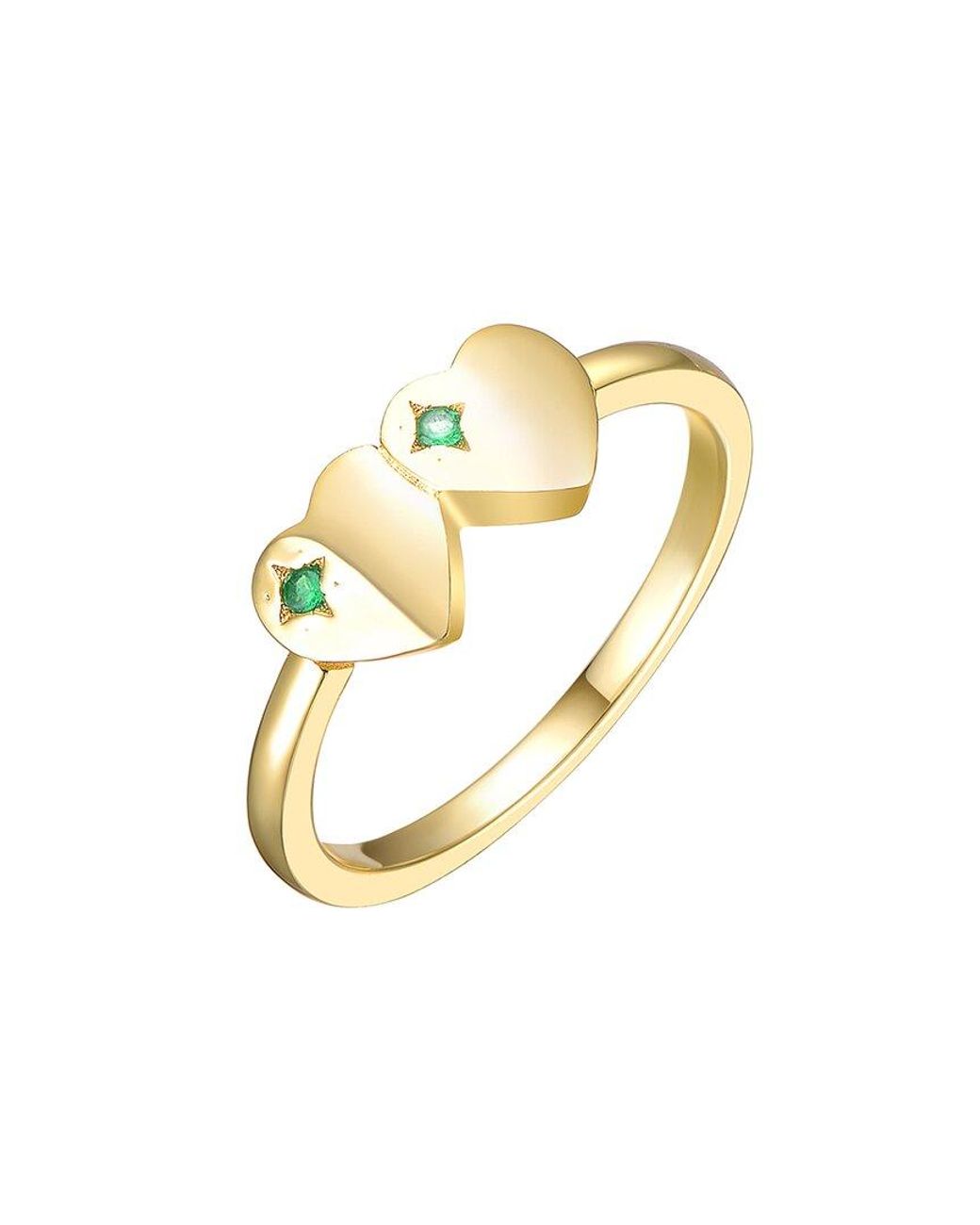 Rachel Glauber Metallic 14K Plated Cz Heart Ring