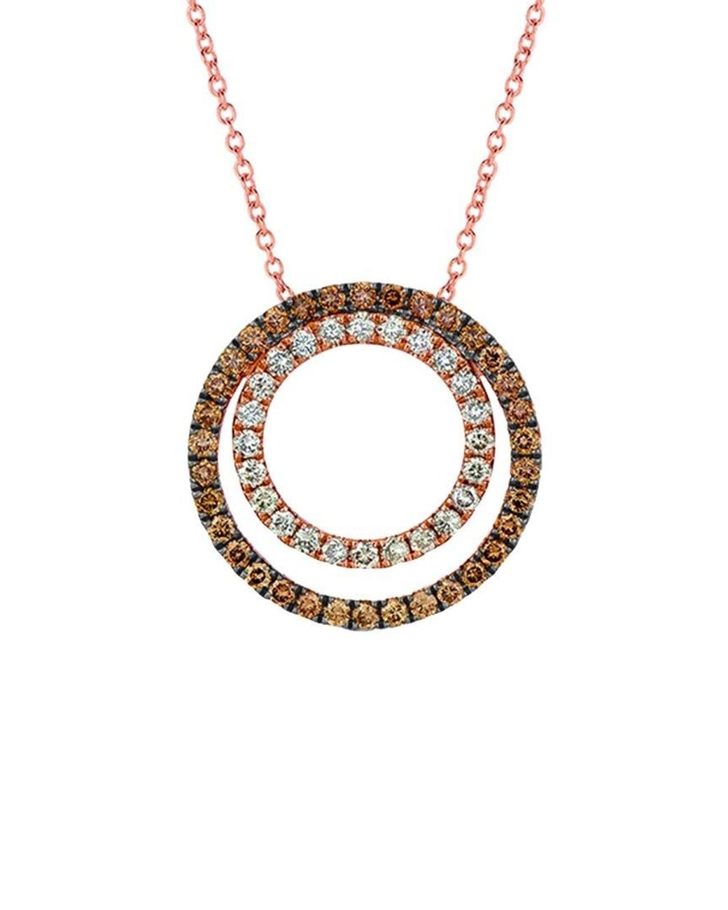 Le Vian Metallic Le Vian Chocolate Diamonds 14k Rose Gold 0.84 Ct. Tw. Diamond Circle Pendant Necklace