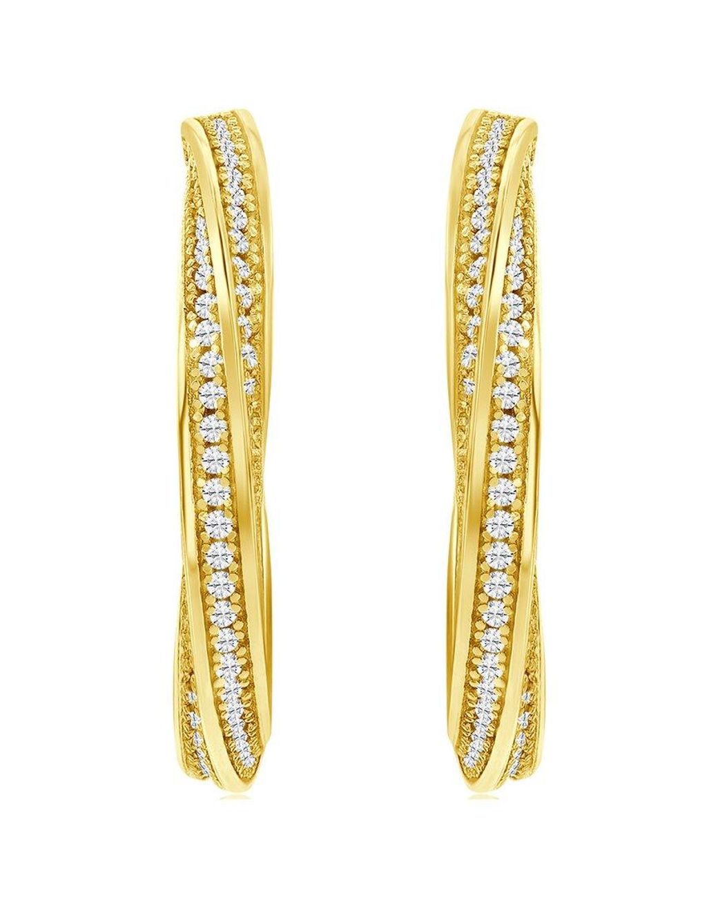 Suzy Levian CZ Jewelry Metallic Suzy Levian Silver Cz Hoops