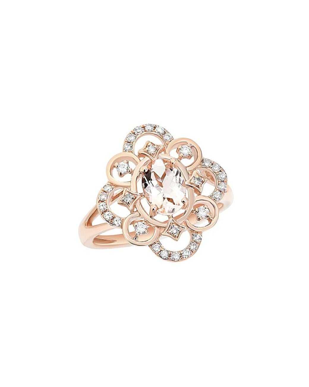 Diana M White Fine Jewelry 14k Rose Gold 0.89 Ct. Tw. Diamond & Marganet Ring