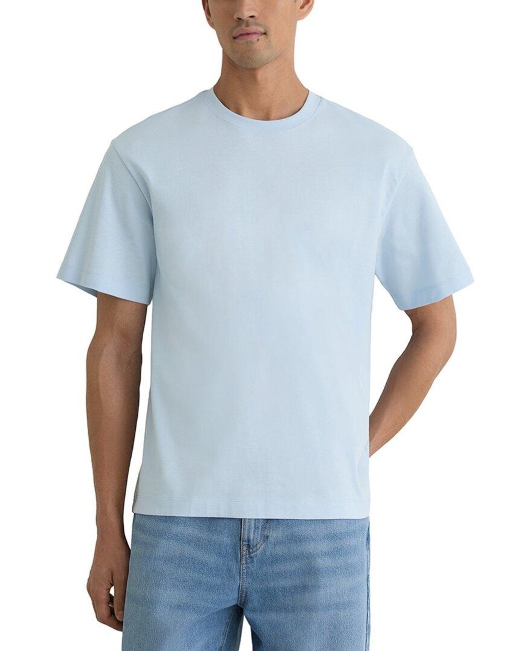 Reiss Blue Tate Oversized Crew Ne T-Shirt for men