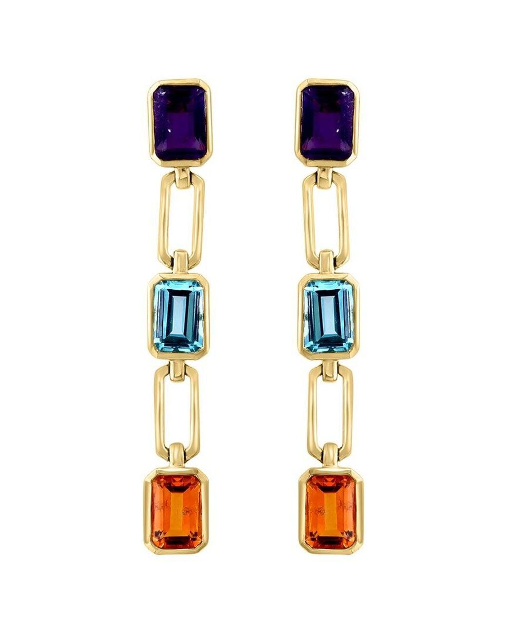 Effy Fine Jewelry Metallic 14K 3.90 Ct. Tw. Amethyst, Topaz, Citrine Earrings