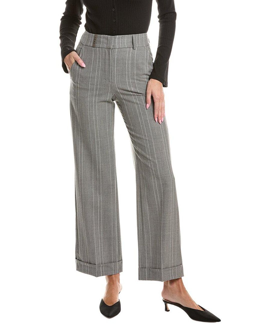 Peserico Gray Wool-Blend Pant