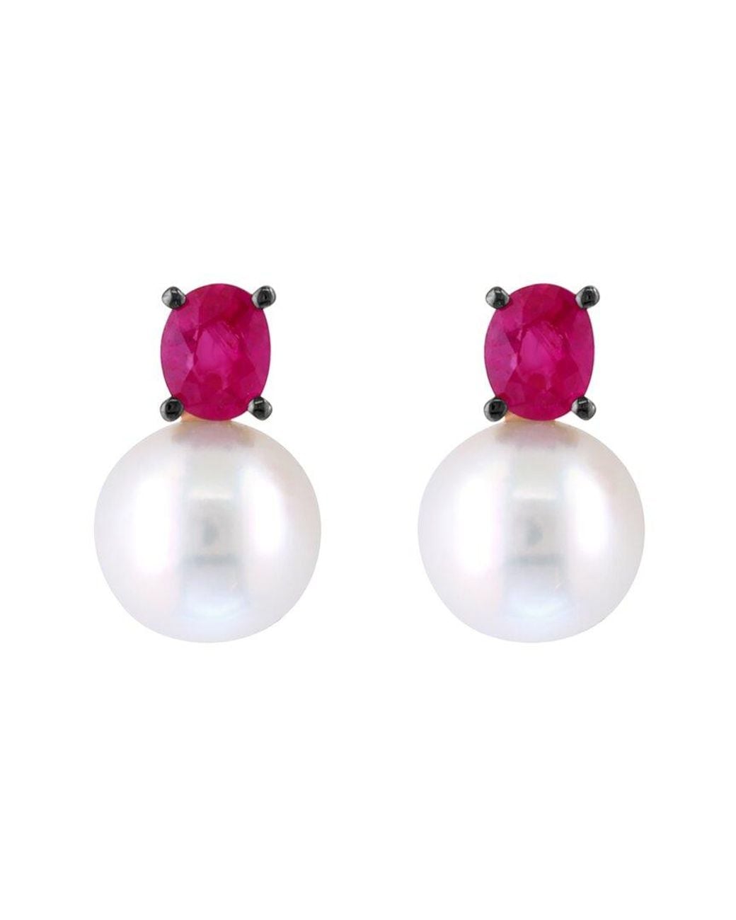 Effy Fine Jewelry Pink 14K Rose 0.43 Ct. Tw. Ruby & 6.5Mm Pearl Earrings