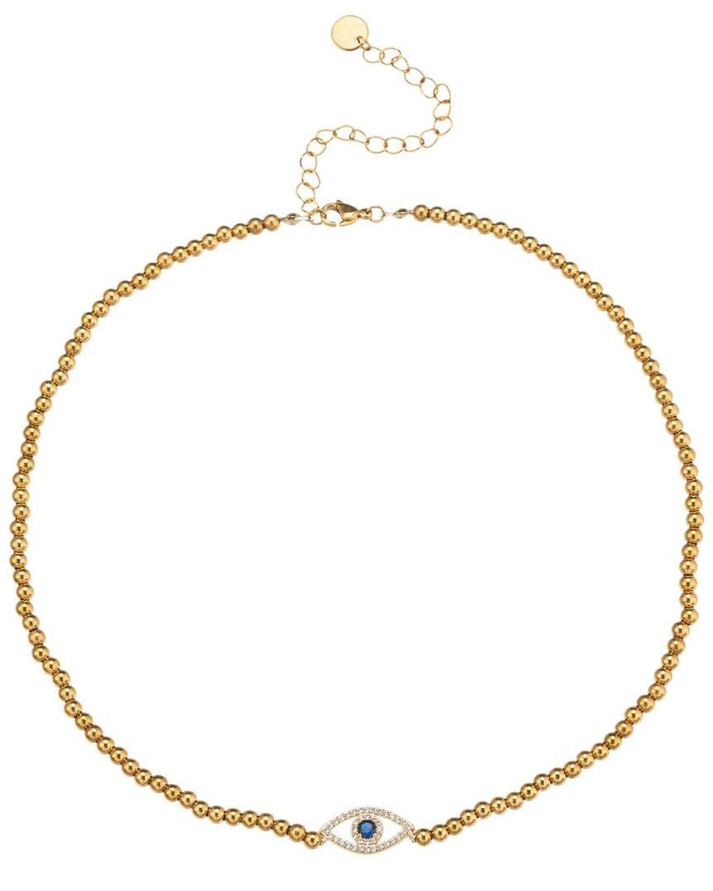 Eye Candy LA Metallic Titanium Cz Evil Eye Necklace