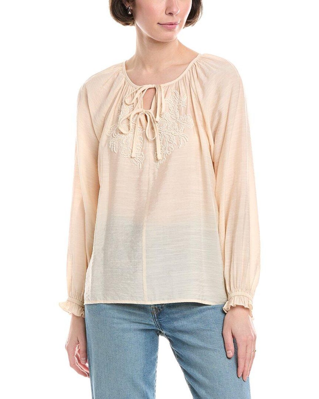 Sam Edelman White Kelsie Beaded Blouse