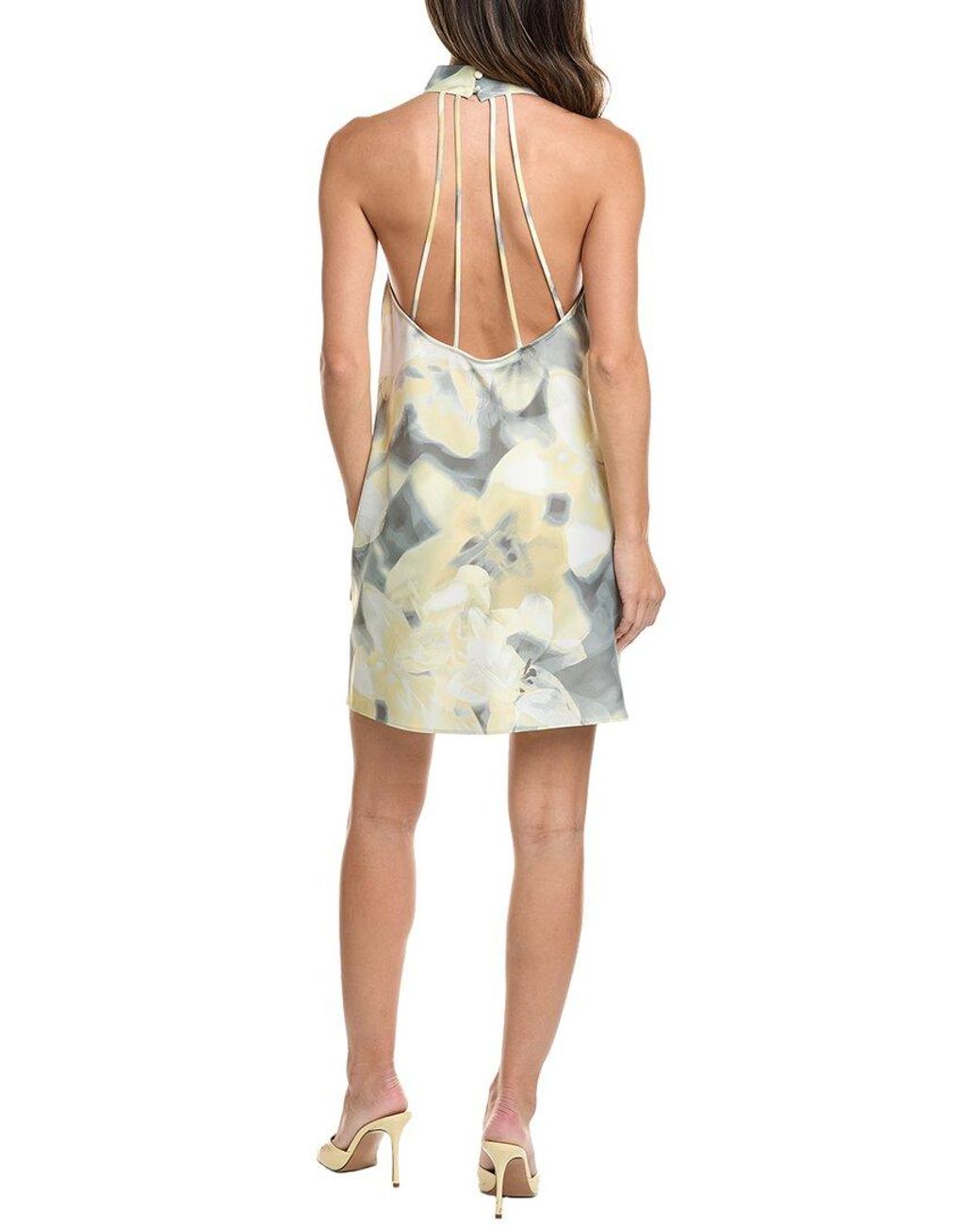 Kenneth Cole Yellow Cowled Mock Neck Short Dress