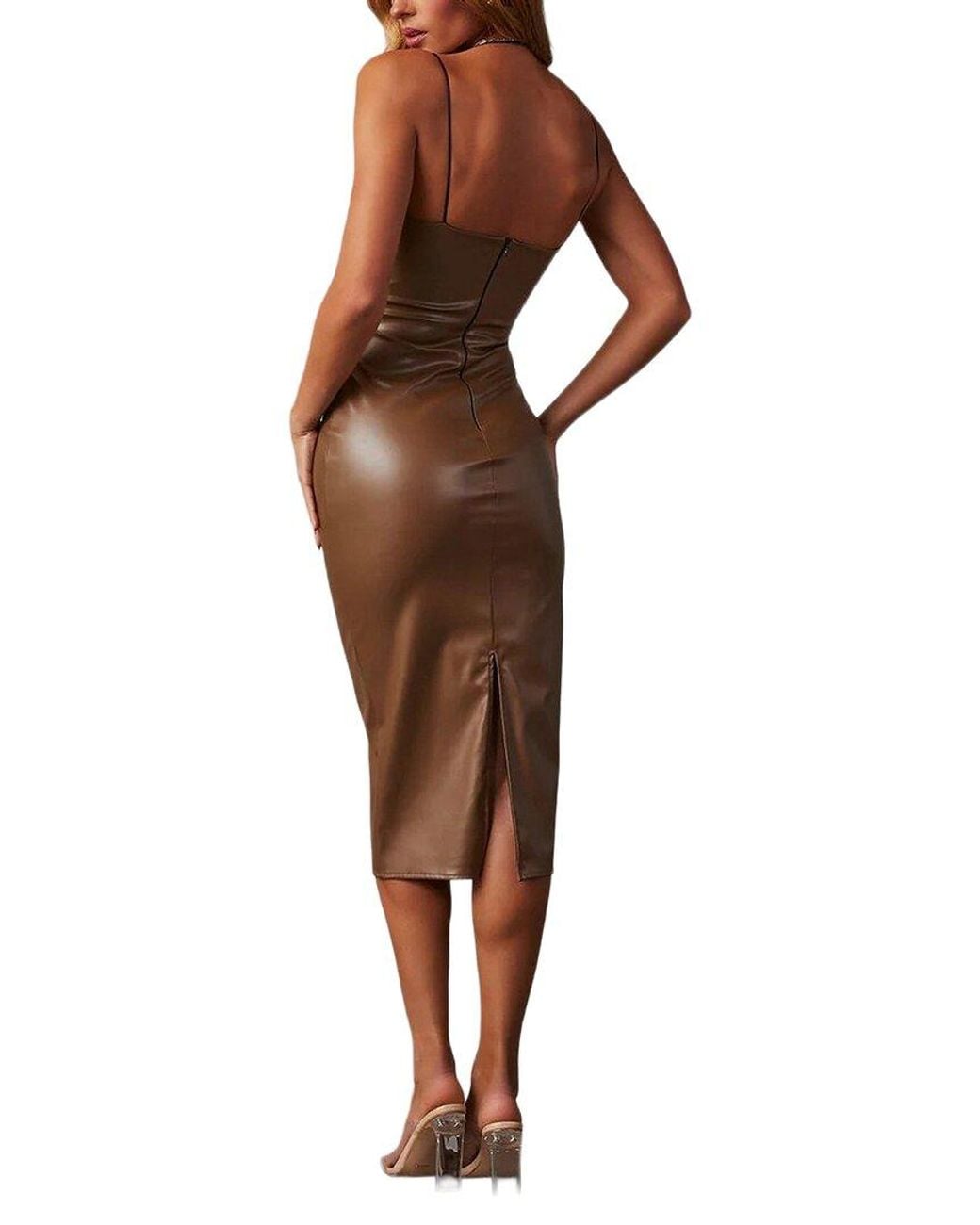 CAMILA BLANCO Brown Midi Dress