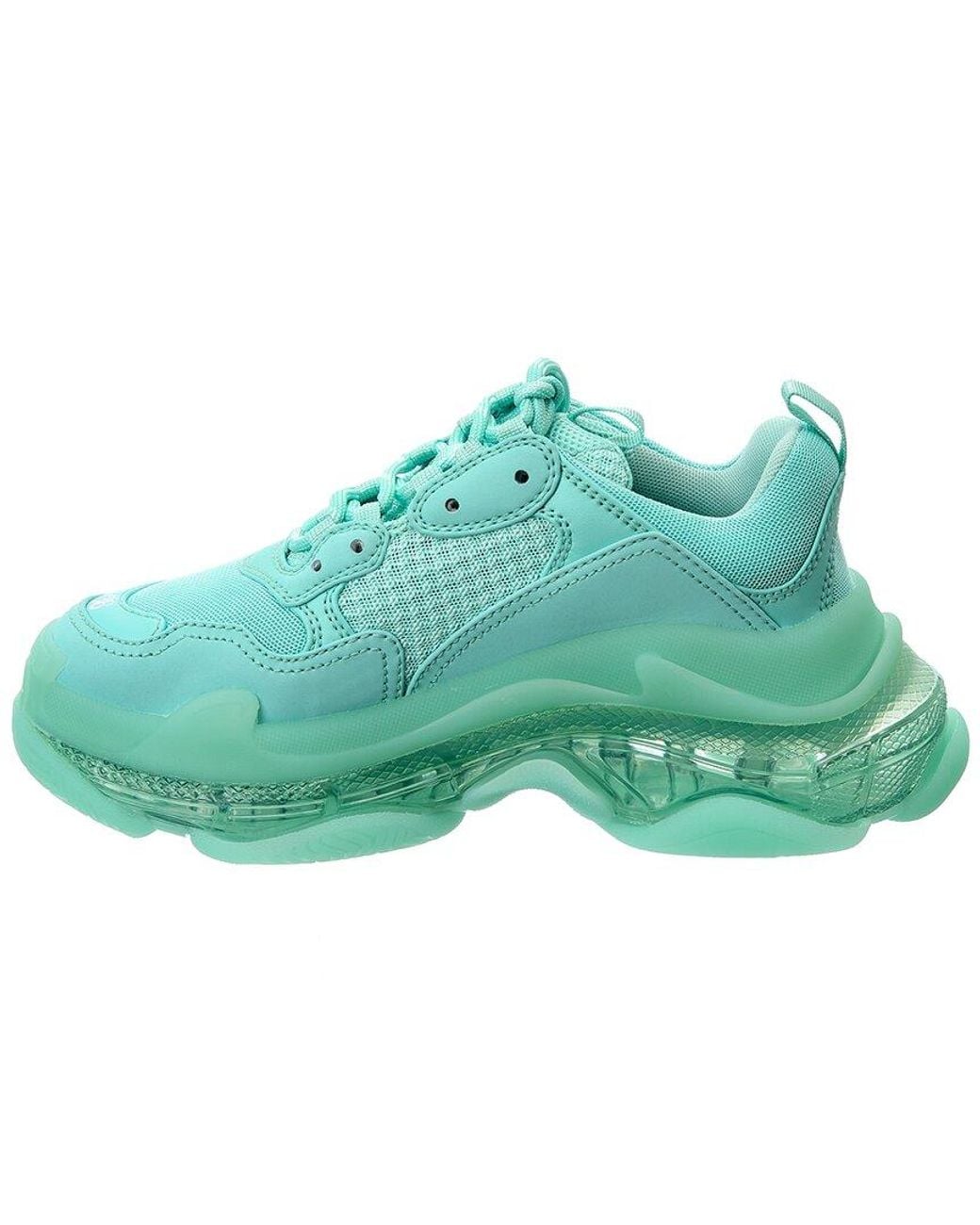 Balenciaga Green Triple S Clear Sole Sneaker