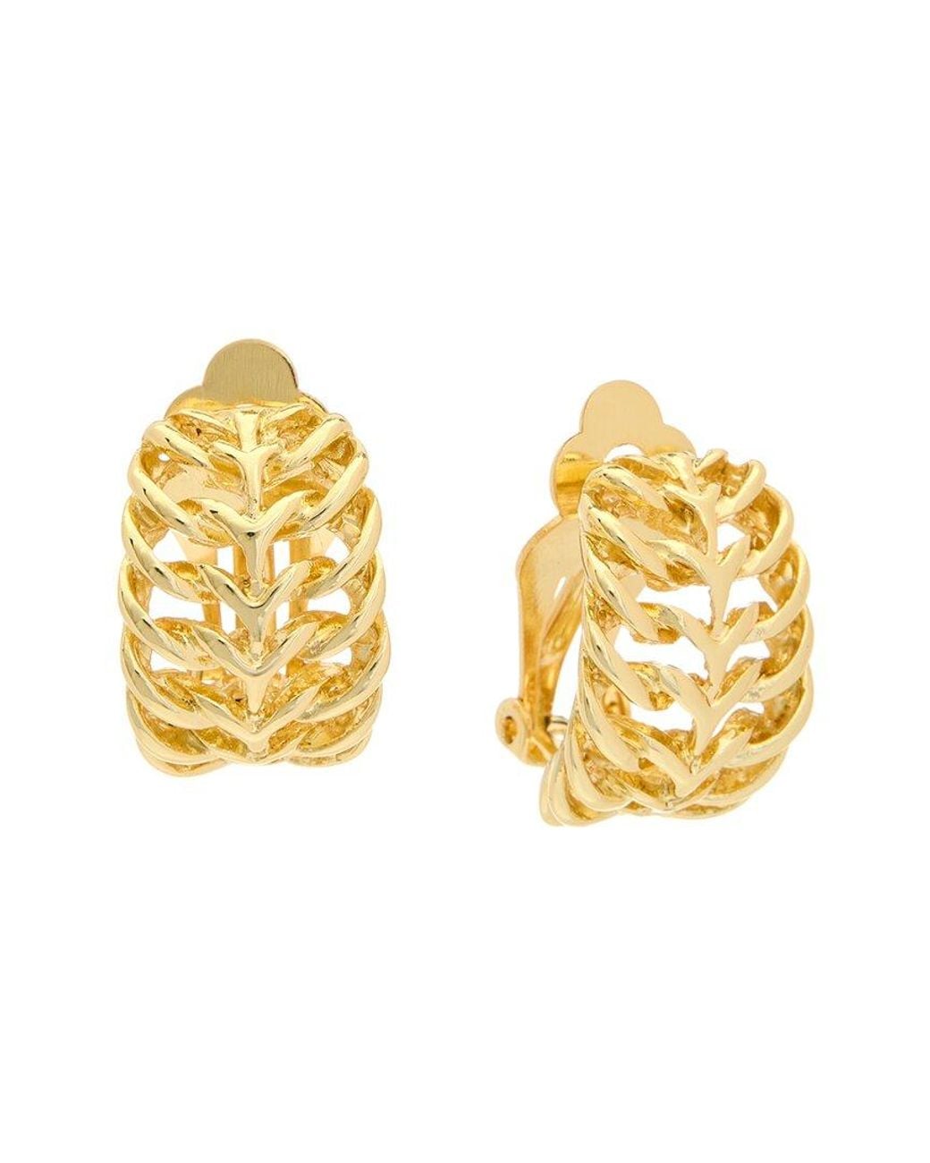 Juvell Metallic 18k Plated Pearl Clip Earrings
