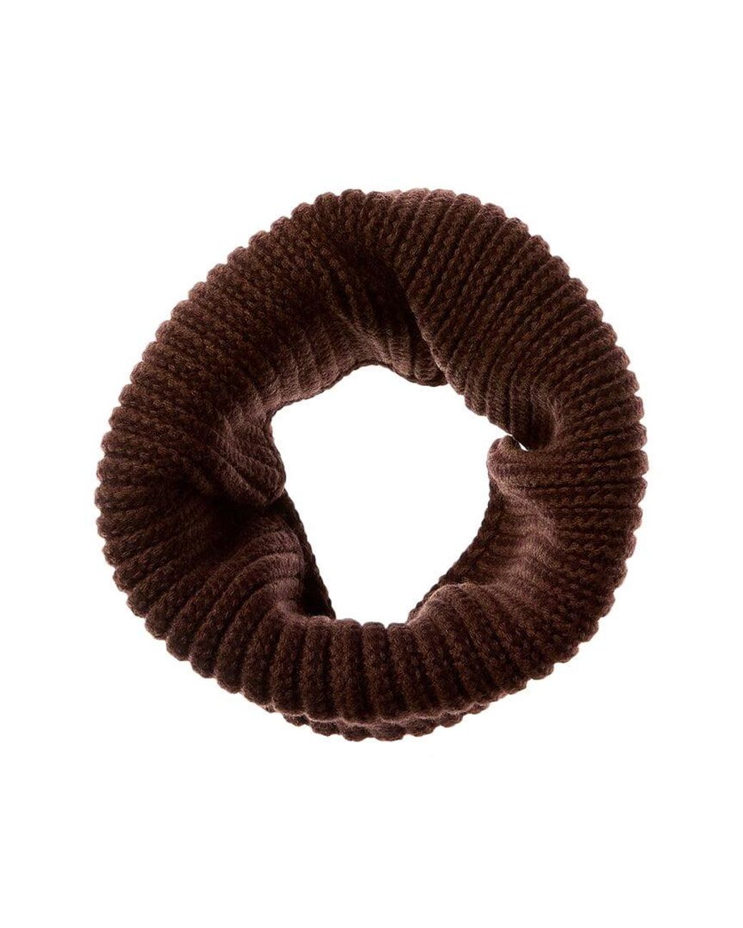 Fendi Brown Logo Leather-Trim Wool Scarf