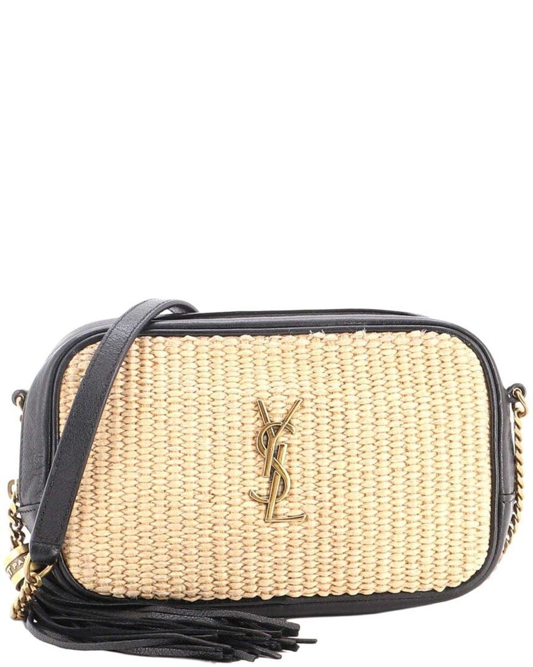 Saint Laurent Natural Woven Raffia Lou Camera Bag Mini (Authentic Pre-Loved)