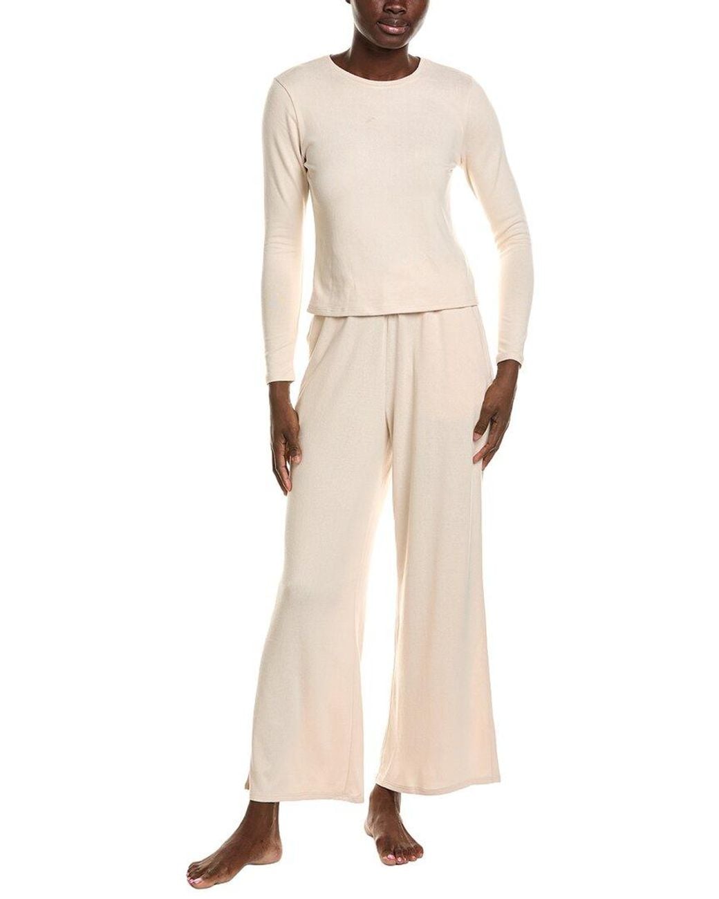 Natori Natural 2Pc Bliss Essentials Long Sleeve Pajama Set