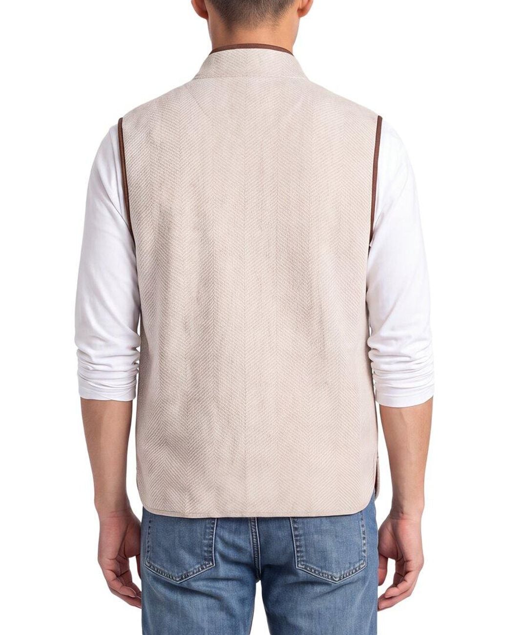 N.Peal Cashmere Blue Shaftesbury 100% Cashmere Gilet for men