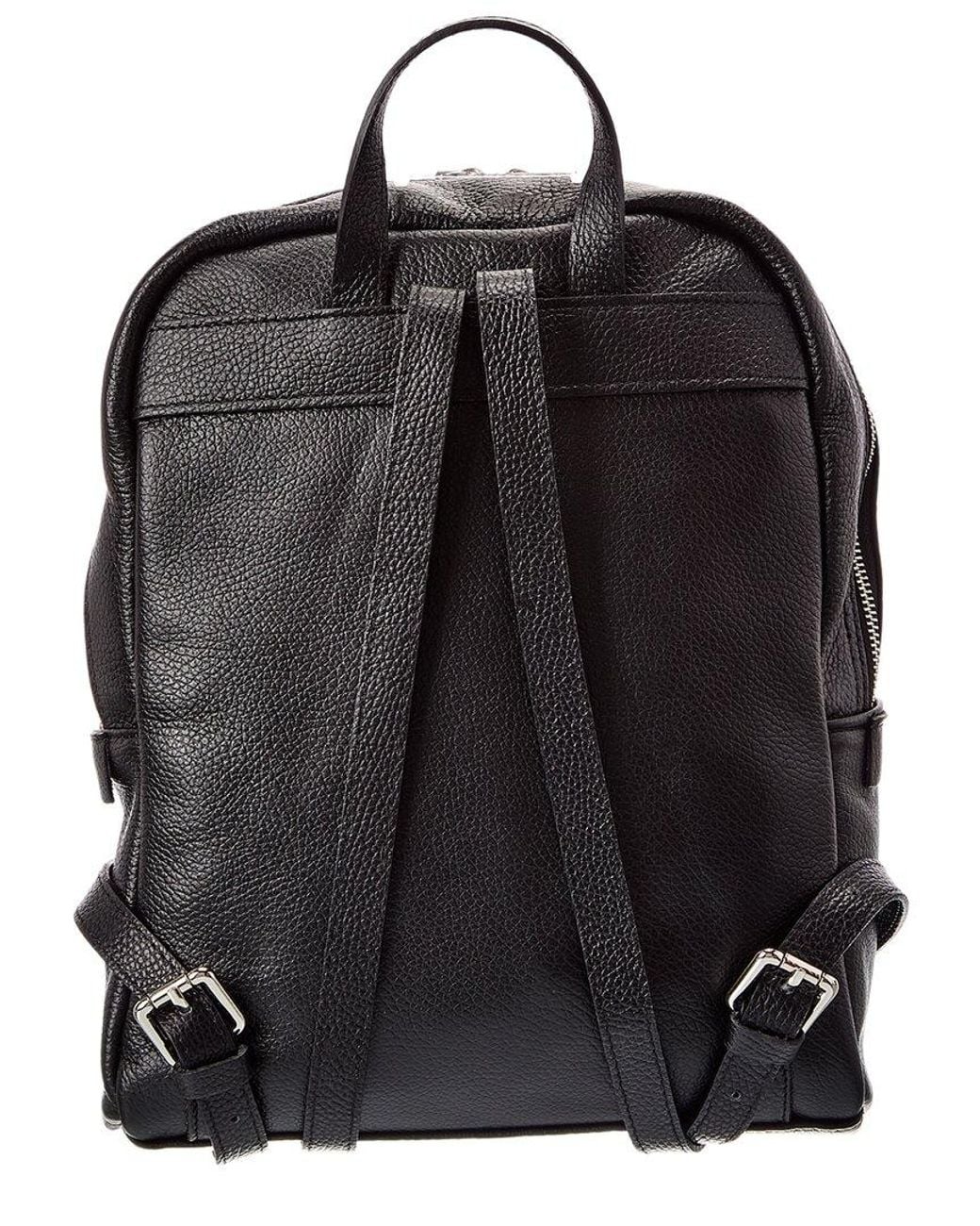 Italian Leather Black Backpack