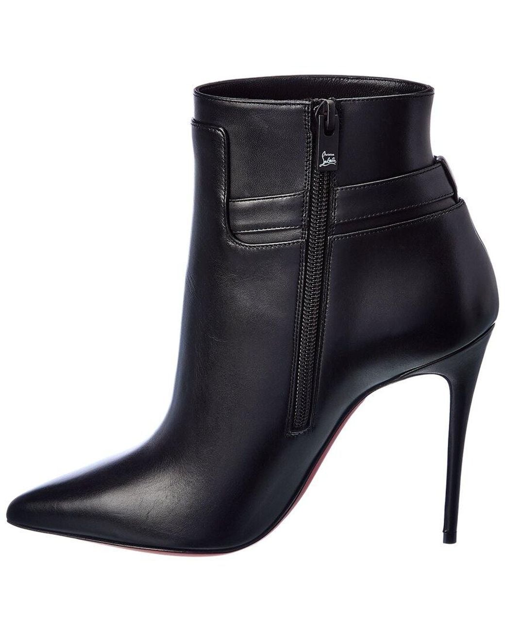 Christian Louboutin Black Leather Side-Zip Ankle Boots