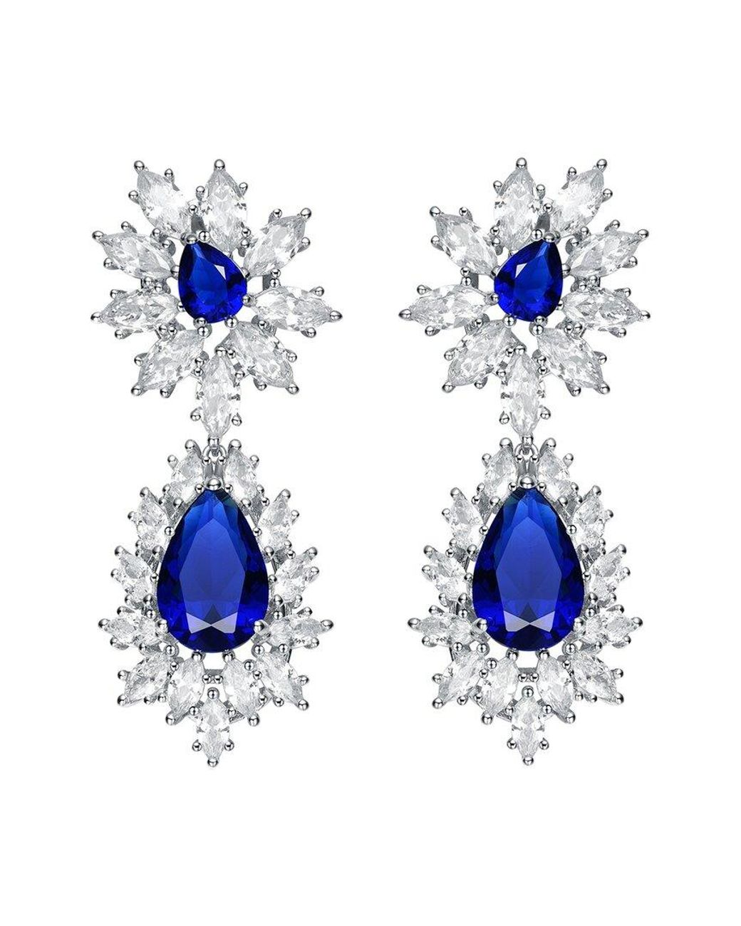 Genevive Jewelry Blue Silver Cz Earrings