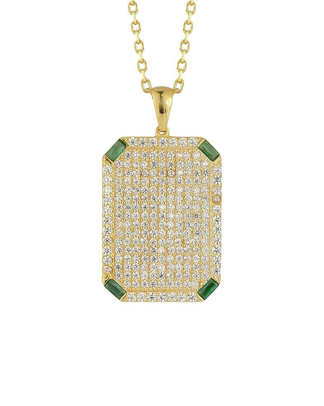 Sphera Milano White 14k Over Silver Cz Tag Pendant Necklace