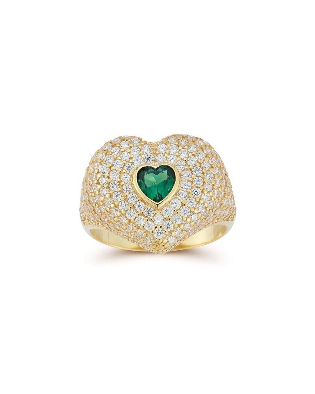 Sphera Milano Metallic 14k Over Silver Cz Bold Heart Signet Ring
